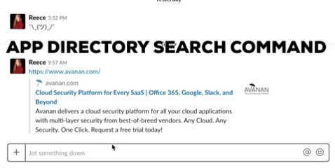 example of an app directory search command to determine if slack is secure